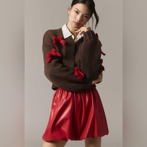 Anthropologie The Alicia 3D Bow Cropped Cardigan OS NWT